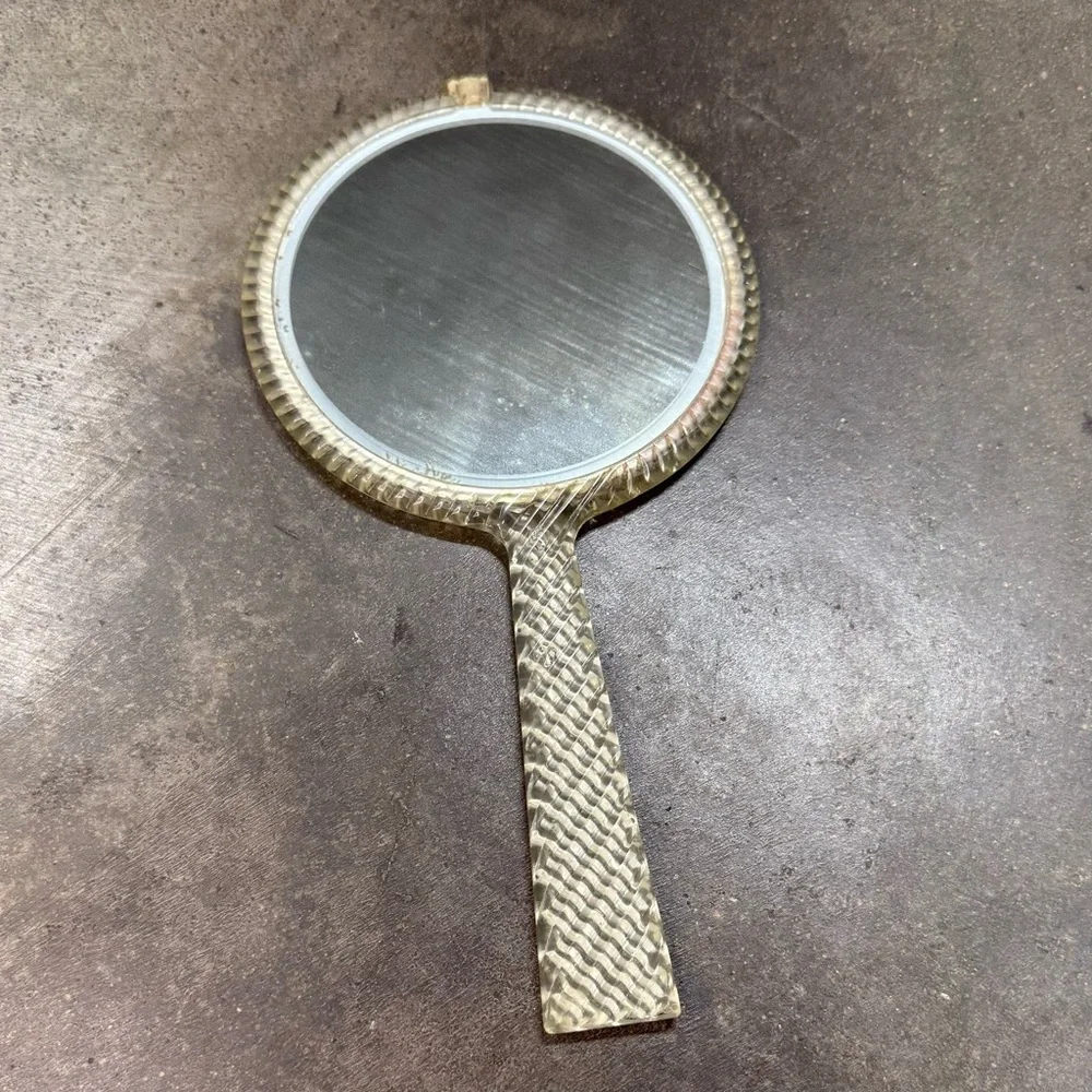 Vintage Lucite Hand Mirror Floral Vanity Mirror Shabby Chic Dressing Table